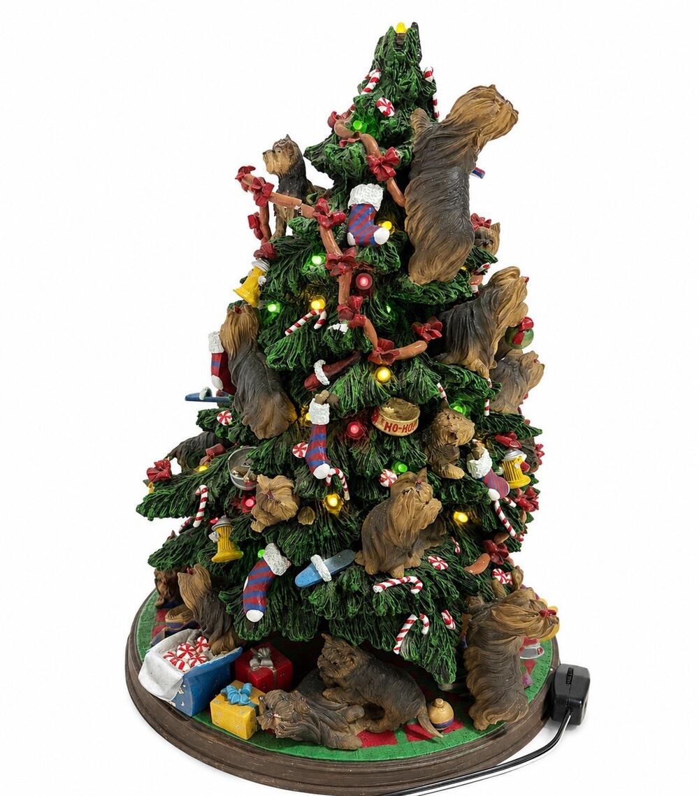 Danbury Yorkie Dog Light Up Christmas Tree Tested Works